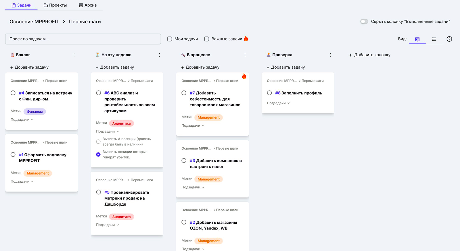 Офис MP Profit: таск-менеджер, KPI и внутренний мессенджер для команды